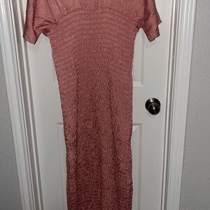 Chic Ruched Maxi Dress in Rose